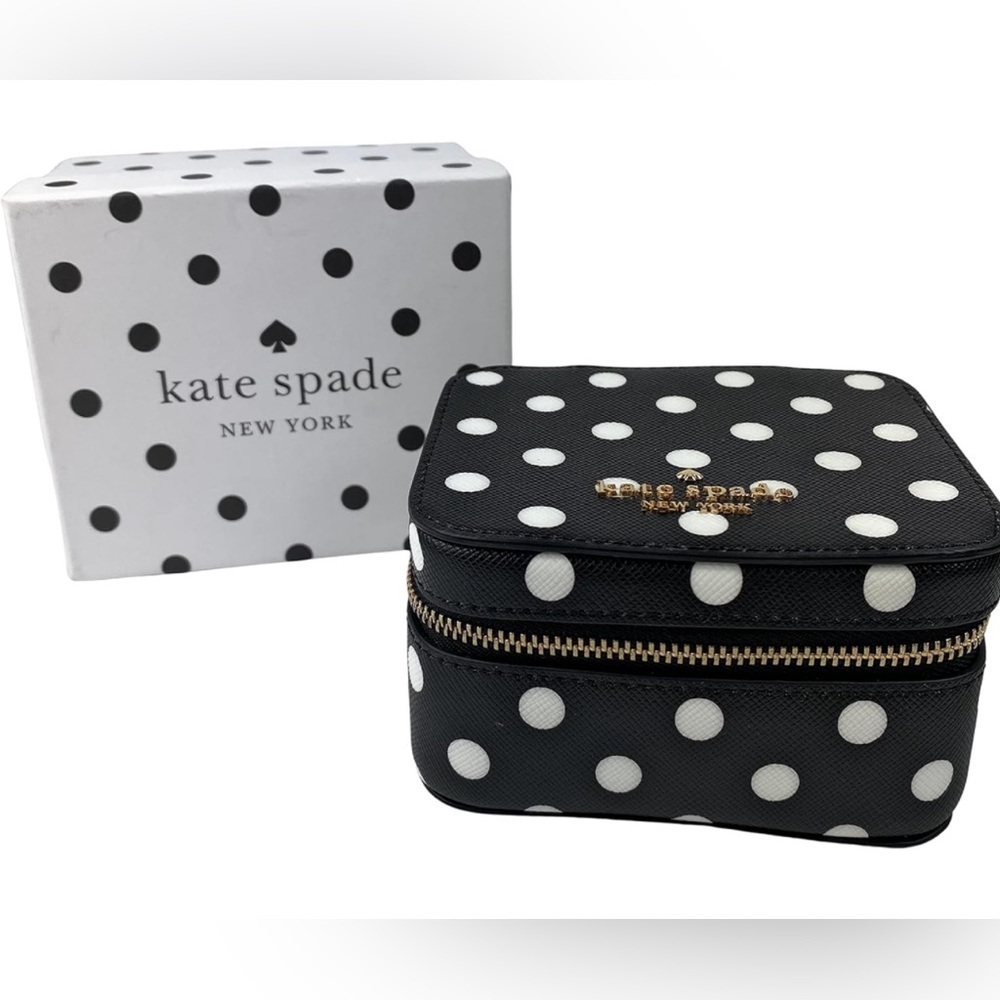 NWT Kate Spade Cheers Charming Dot Boxed Jewelry Holder Black Multi
